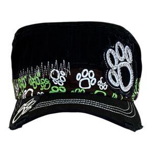 Black and Green Paw Print Women's Hat